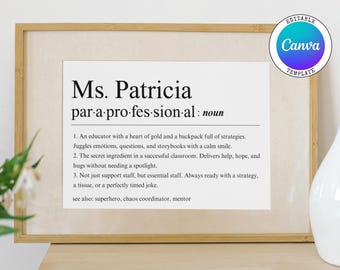 Personalized Paraprofessional Definition Print, Para Paraprofessional Appreciation Gifts, Paraprofessional Gift, Paraprofessional Printable