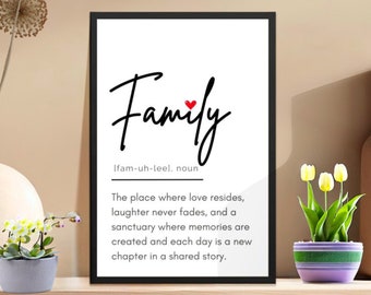 Familie Definition druckbare, Familie Definition Zeichen, Familien Definition Druck, Familien Weihnachtsgeschenk, Familien Definition druckbare Kunst