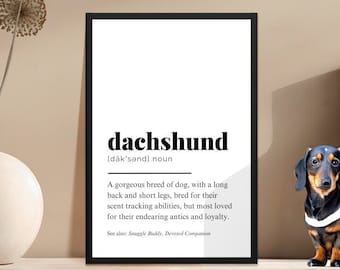 Dachshund Definition Print, Dachshund Dog Definition, Dachshund Print, Dictionary Poster, Dachshund Owner Gift, Dachshund Lover Gift