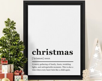 Christmas Definition Printable, Christmas Wall Decor, Christmas Definition Print, Christmas Typography, Christmas Wall Art, Holiday Decor