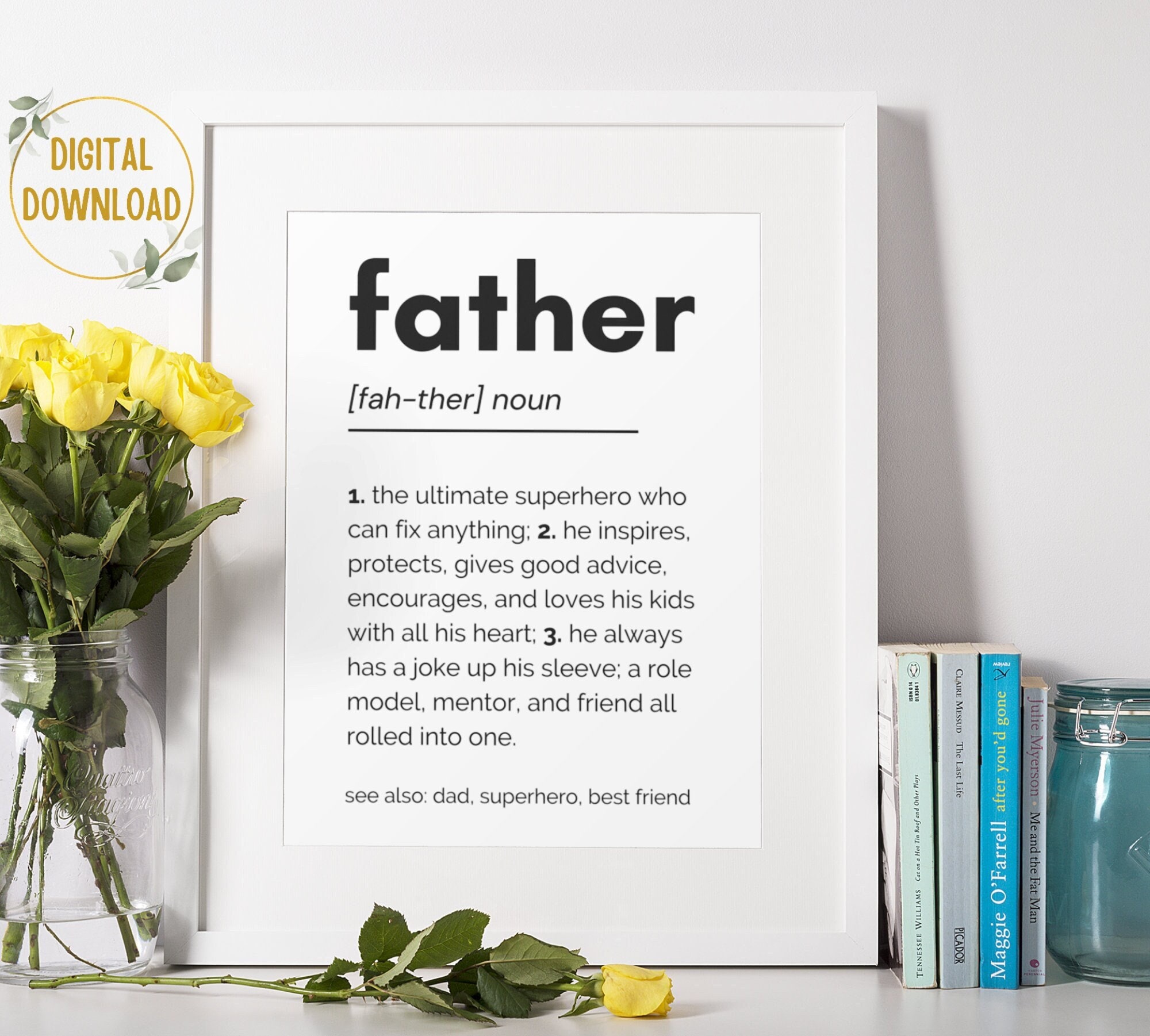 Father Definition Printable, Gift for Dad, Dad Definition, Digital ...