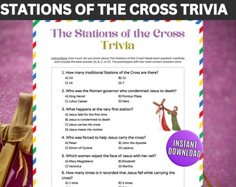 Stations of the Cross Trivia, Lent Trivia Game, Sunday School Activities, Catholic Lent Games, Lent Trivia Quiz, 20 Trivia with Answer Key