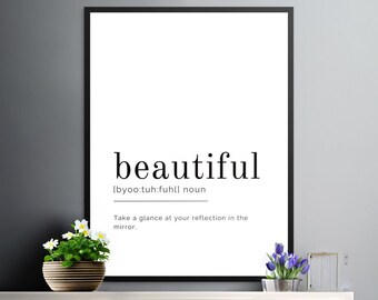 Beautiful Definition Print, Beauty Definition, Self Love Wall Art, Self Heal, Beautiful Quote, Xmas, Valentines Day Gift, Gifts for Her