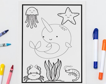 Ocean Coloring Book, Sea Animals Coloring Book Pages, Under the Sea Coloring Page, Sea Animal Coloring Book, Ocean Coloring Pages ERD0025