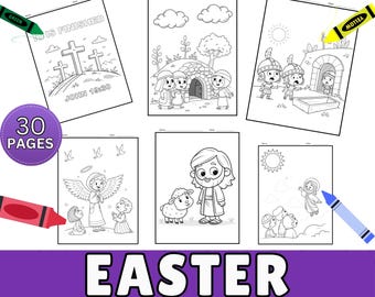 Easter Coloring Pages, 30 Cute and Cozy Coloring Pages for Adults and Kids, Easter Coloring Sheets, Spring, Instant Digital Download PDF