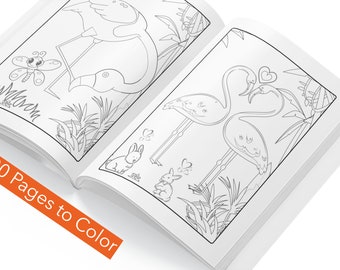 Flamingo Malvorlagen für Kinder, 50 Druckbare Seiten, Flamingo Malvorlagen, Flamingo Liebhaber, Flamingo Malbuch, Flamingo Geschenk ER0024