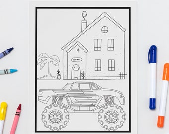 Monster Truck Coloring Pages, Kids Coloring Pages, Monster Truck Coloring Book, Monster Trucks Party, Truck Coloring Book, Printable ERD0026