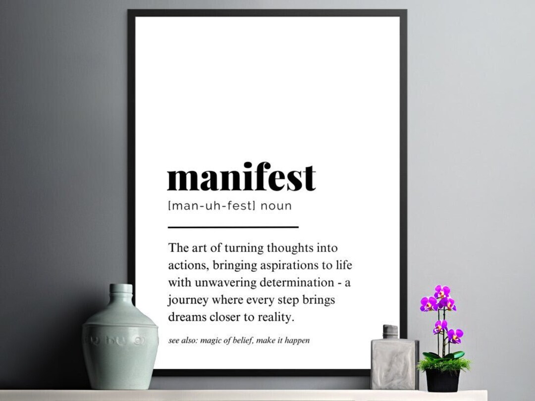 Manifest Definition Print, Manifest Poster, Law of Attraction Poster ...