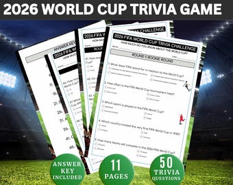2026 WORLD CUP Trivia Game, Printable Football World Cup Quiz, 50 Soccer World Cup Quiz Question Family Game Night 50 Trivia with Answer Key