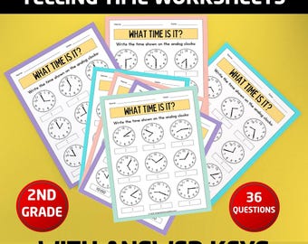 Telling Time Worksheet, Telling Time Printable, Telling Time Activity for Kids, Telling Time Practice 1st Grade 2nd Grade 3rd Grade Math