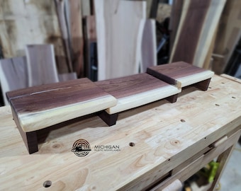 Monitor Stand Black Walnut Live Edge Dual Monitors