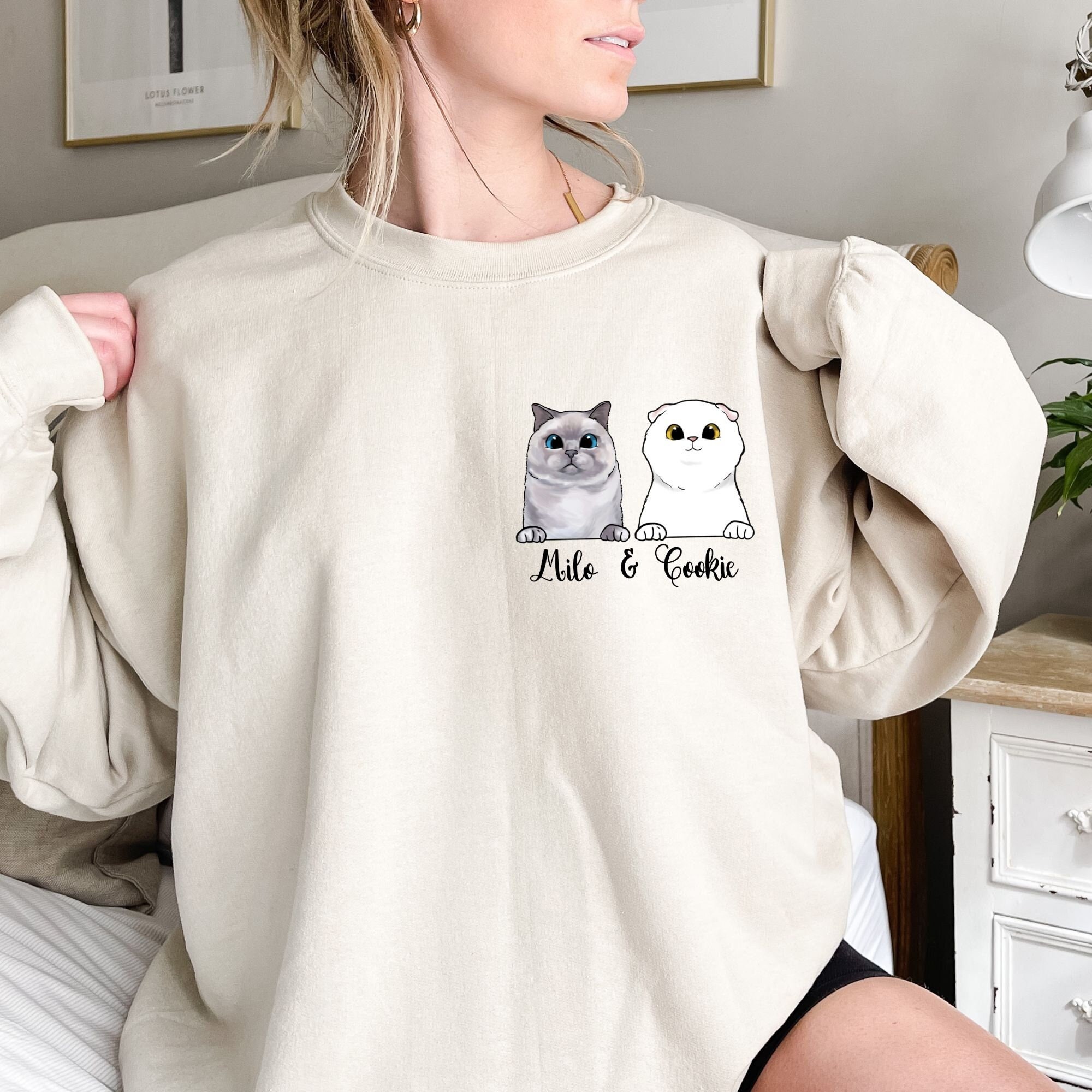 Personalized Cat Sweatshirt Custom Cat Lovers Sweatshirt Etsy