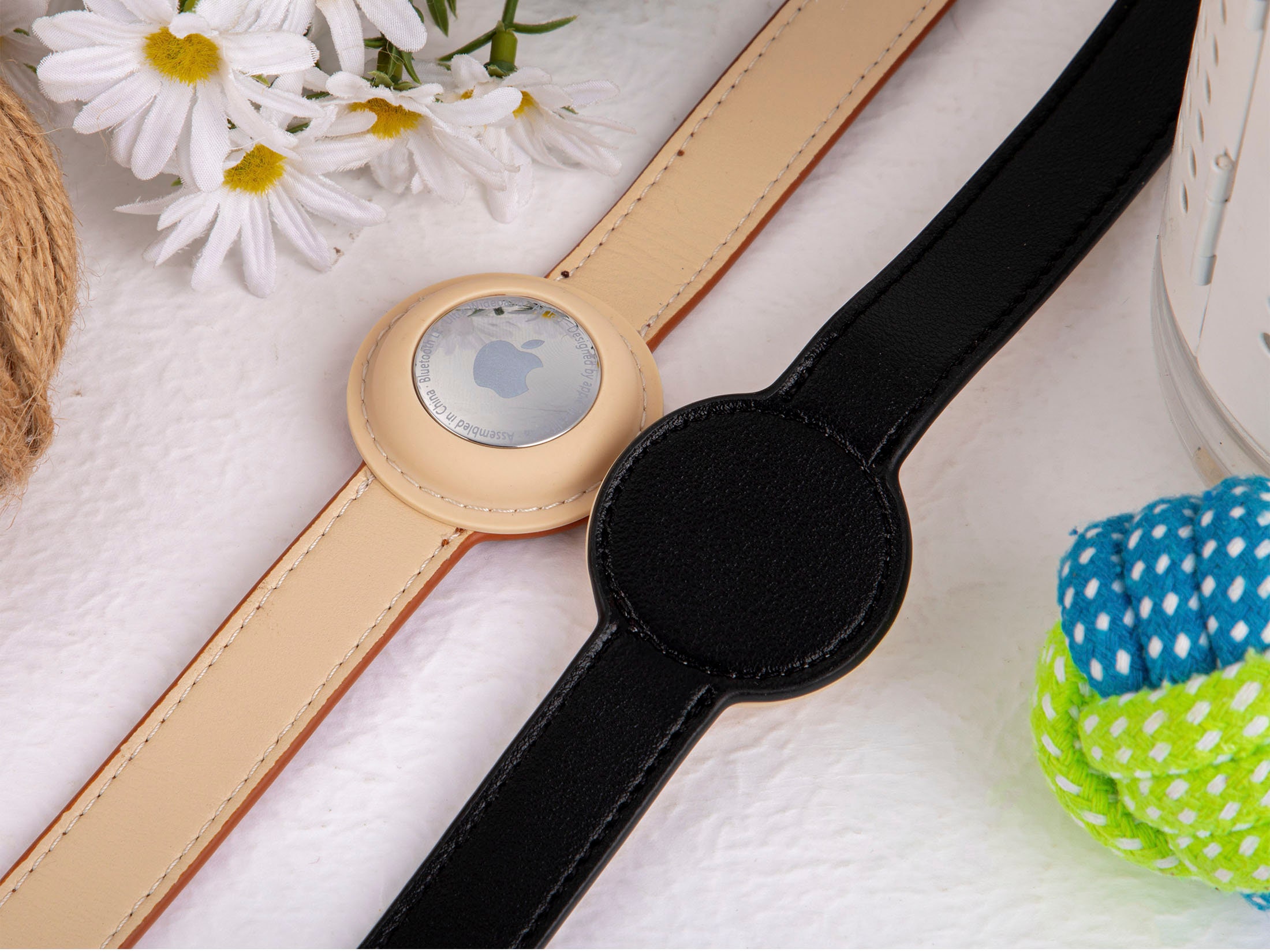 Leather Airtag Collar Personalised Dog Collar Airtag Holder Etsy