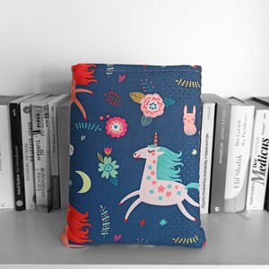 Washable Book Sleeve with Zipper, Paperback Book Cover with Unicorn Print, Literary Gifts, Padded Book Pouch