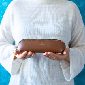 Vegan leather zipper pencil pouch, faux leather designer pencil case, teens pencil case, zipper cosmetic bag, pen and pencil organizer