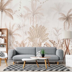 Vintage Tropical Wallpaper Palm Trees Wall Mural Peel and - Etsy