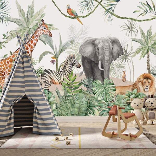Safari Nursery Wallpaper Etsy