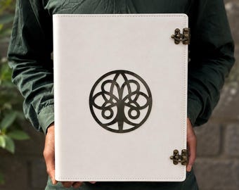 400 page Embossed Leather Journal, Tree of Life Design, Wedding Guest Book, Photo Album Handmade White Leather Journal, Tree of Life Diary.