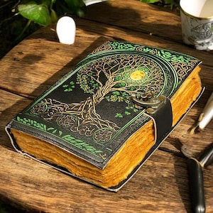 Leren Grimoire Dagboek, Levensboom, Leeg Boek der Schaduwen