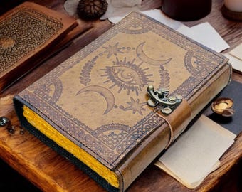 Diario de cuero del mal de ojo / Grimorio del Sol y la Luna, Libro Wiccano de las Sombras