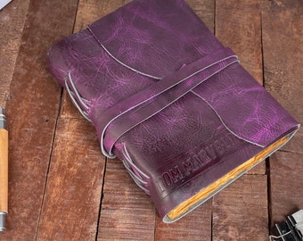 Gepersonaliseerde leren dagboek, vintage papier, reisschetsboek