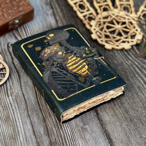 Grimoire Journal: Skull Lovers Tarot, Antique Leather Notebook