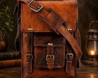 Handmade Leather Messenger Bag Vintage, Full Grain Leather Satchel, Leather Laptop Bag Mens, Personalized Crossbody Bag, Leather Briefcase