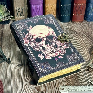 Blank Spell Book of Shadows Grimoire Journal Skull Leather Journal Handmade Vintage Journal Book of Spell best gift for Men and Women.