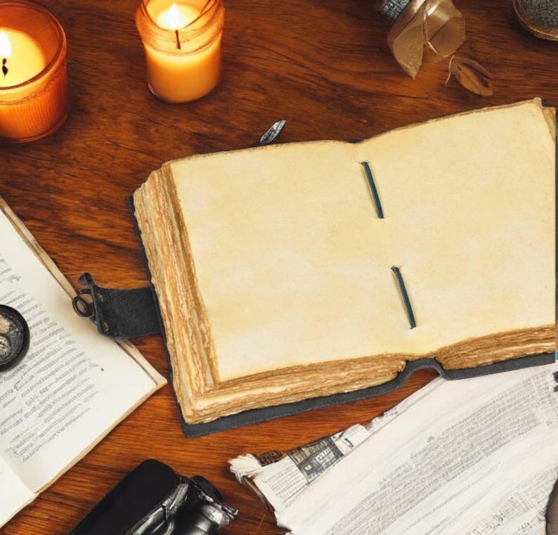 leather journal, junk journal, vintage notebook, book of shadows, handcrafted, dnd, black journal, him her wife, gift for women, journal for men, rustic journal, handmade, grimoire