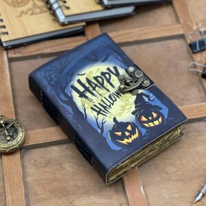 Happy Halloween Spell Book | Antique Leather Journal, Book of Shadows