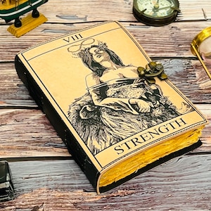 Force - Impression de cartes de tarot - La force, affiche d'ambiance neutre Tarot éclectique, livre d'ombres en cuir, cadeaux pour femmes et hommes