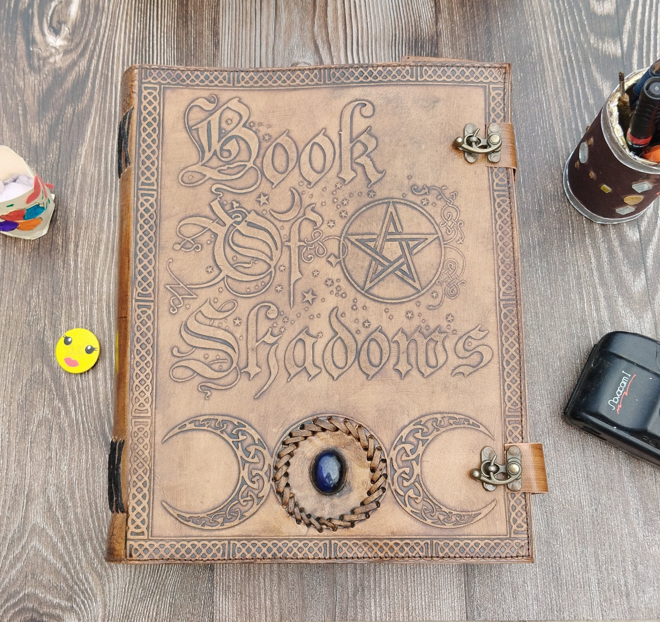 400 Page Book of Shadows Leather Journal With Semi Precious