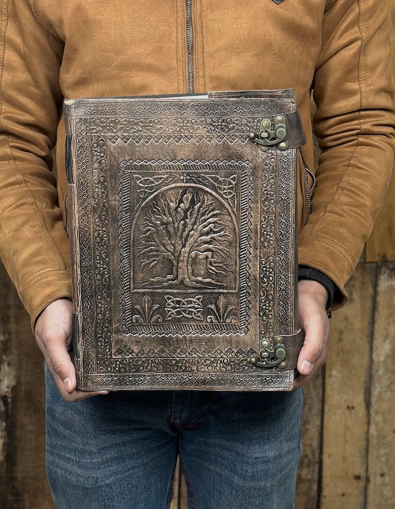 Extra Large Leather Journal: Embossed Tree of Life, Handmade Paper - Etsy