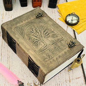 large Leather Journal 400 pages, Tree Of Life, Spell Book of shadows journal, Leather Notebook, Gift for Him or Her ,10x7 Inches