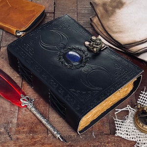 Triple Moon Grimoire, Blank Grimoire, Handmade Book, Book of Shadows Handmade Journal, Grimoire, Witch Book, Magic journal