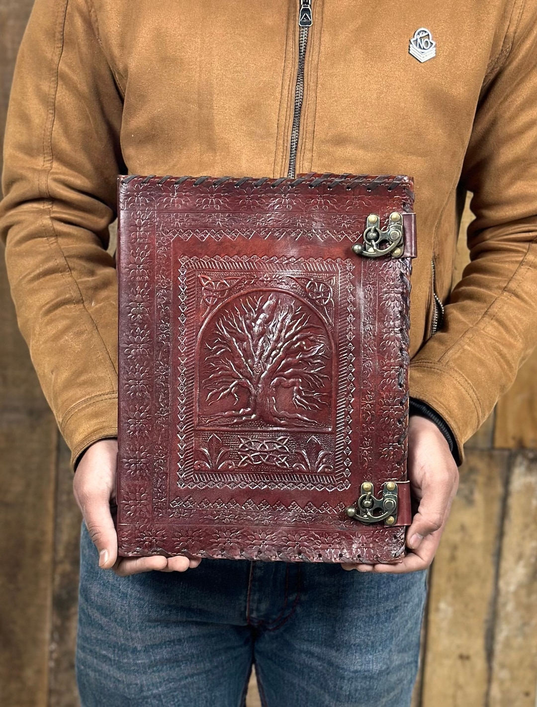 600 Page Embossed Leather Journal, Tree of Life Design, Wedding Guest ...