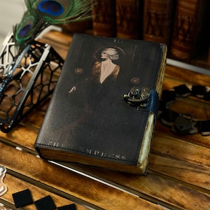 Book of Spells Grimoire Printed Journal The Lovers Tarot Notebook Spiral Gothic Notebook Skull lover Antique Journals gifts for men or women