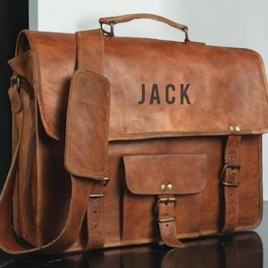 Bolso bandolera de cuero personalizado para portátil, maletín cruzado de cuero para portátil, bolso bandolera para computadora, bolso desgastado, regalo de Navidad para él