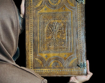 Extra Large Leather Journal: Embossed Tree of Life, Handmade Paper