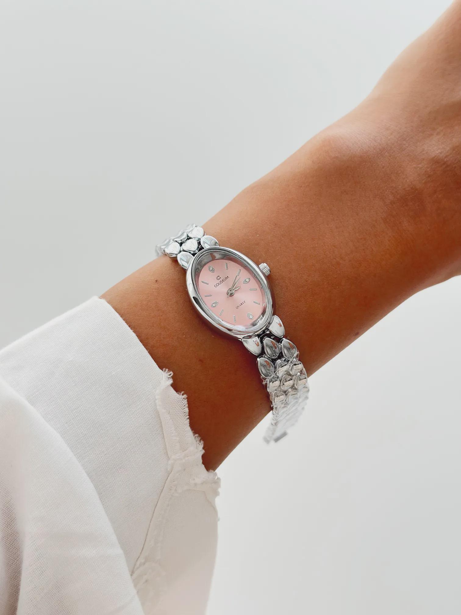 Elements Dainty Quartz Classic Silver Oval Womans Womens Stretch Watch Oval White Vintage Minimalist Silver Womens Watch Small Face  main image 3
