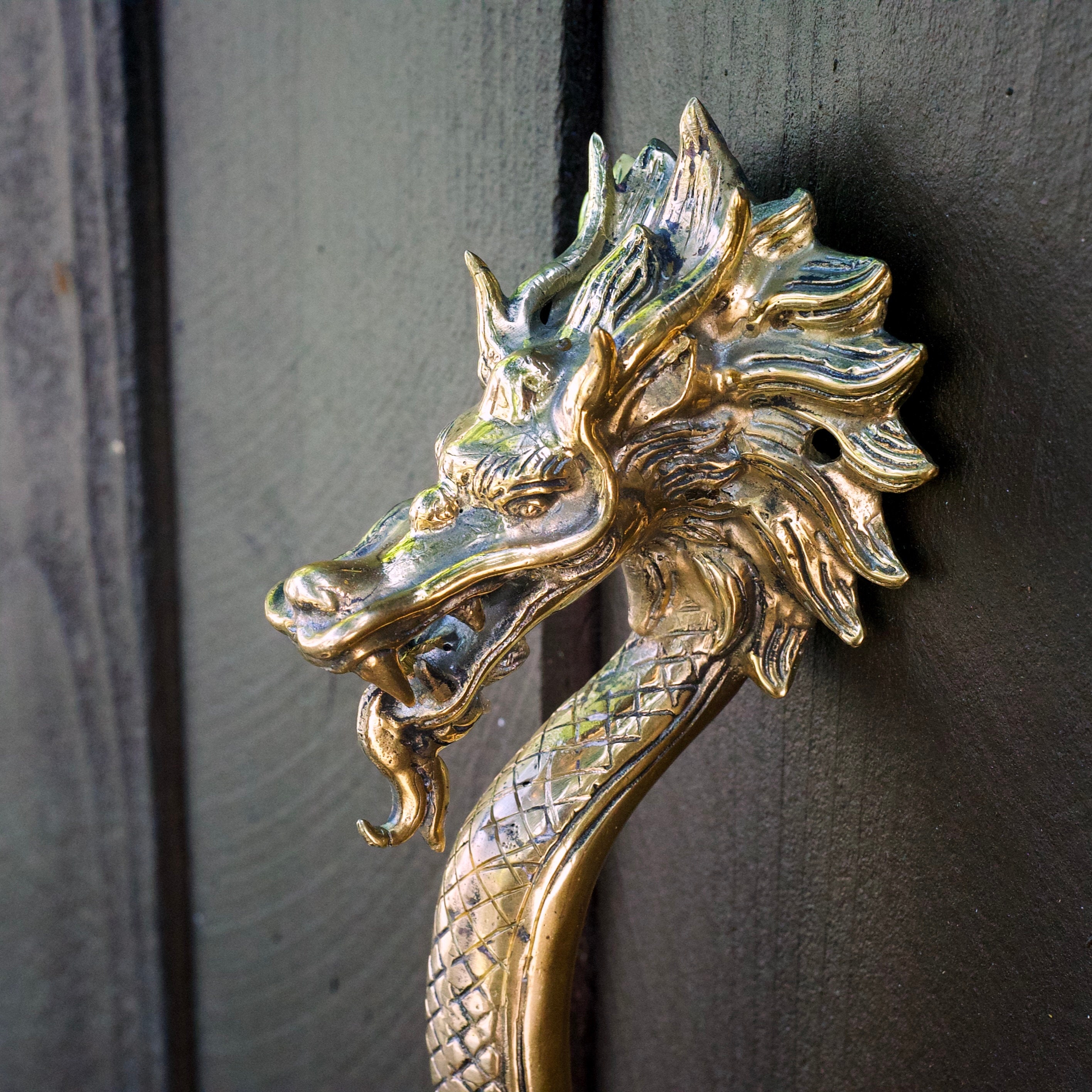 Brass Dragon Door Handle: Antique Chinese Decor - Etsy