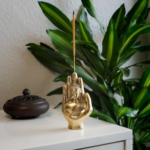 Incense Sticks Burner, Brass incense Holder, Holes Stick Incense Holder, Gold Brass Incense Holder, Candle holder, Brass Leaf, Buddha Gift