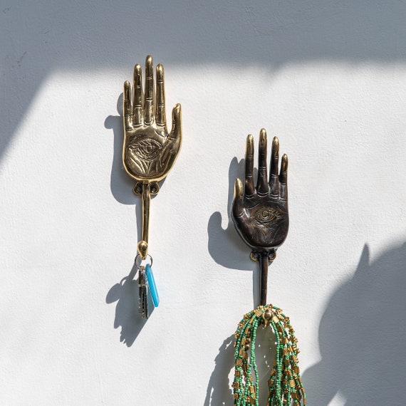 Solid Brass Hand Hooks Wall Decor and Practical Coat Hook, Key