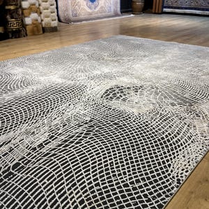 7x10 ft Gray Black Bamboo Rug, Home Decor, Modern Bamboo Carpet, Living room Rug, Luxury Rug, Rug from Turkiye, High Quality Bamboo Rug