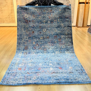 5x8 ft Blue Bamboo Carpet, Home Decor, High Quality Rug, Bamboo Rug, Carpet For Living Room, High Quality Bamboo Rug, Turkish Bamboo Rug