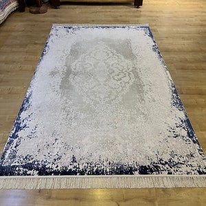 5x8 ft Blue Gray Bamboo Rug, Oversize Rug, High Quality Rug, Carpet For Living Room, Palace Bamboo Rug, Naturel Bamboo Rug from Turkey