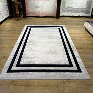 5x8 ft Gray Black Bamboo Rug, Luxury Rug, Top Quality Rug,Special Carpet For Living Room, Turkish Rug, Naturel Bamboo Rug, Modern Rug