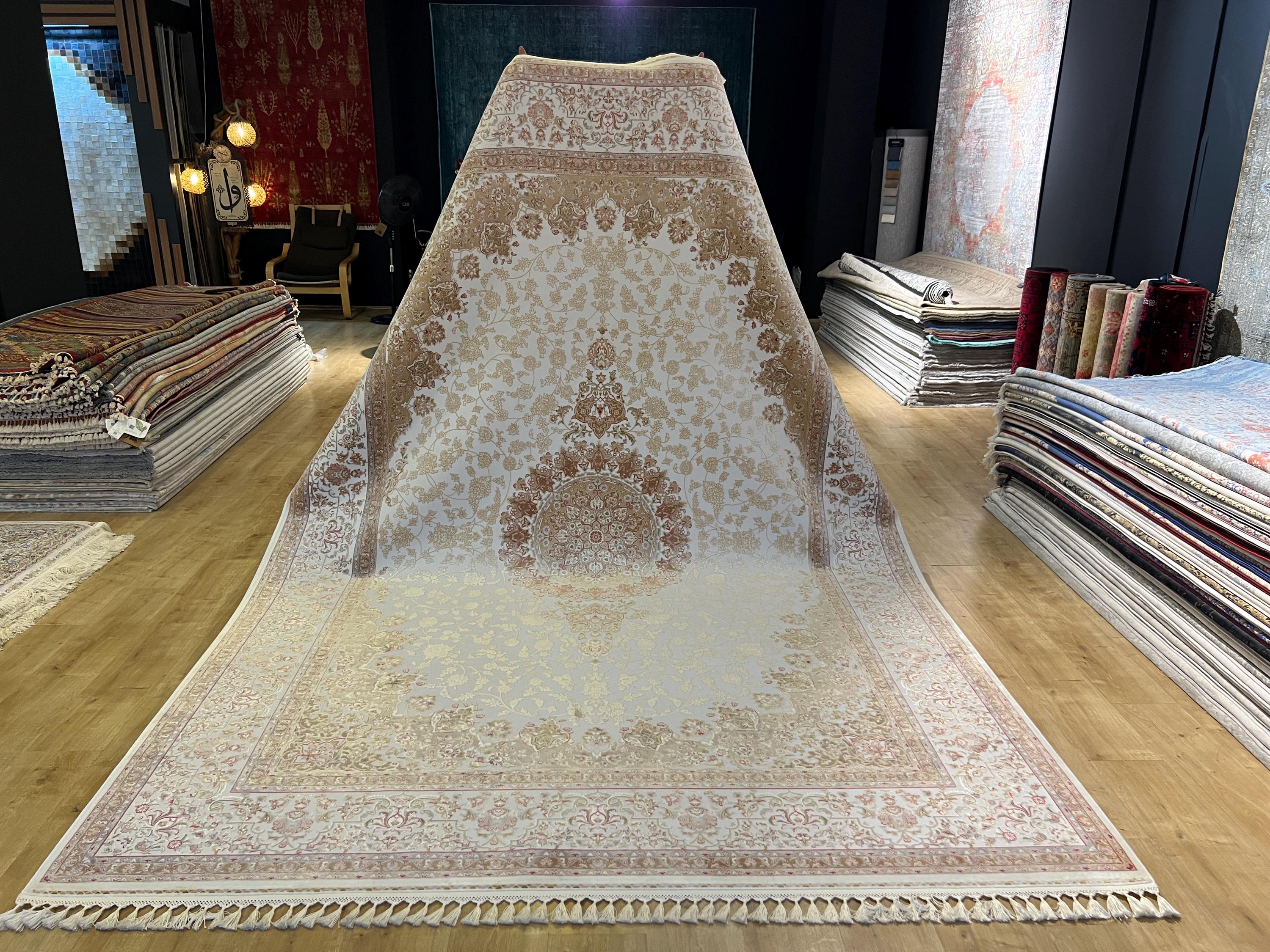 8x11 ft Cream Gold Silk Rug, 8x11 ft, Luxury Silk Rug, Palace Silk Rug, High Quality Silk Rug, Silk from Turkey, Persian Rug for Living Room