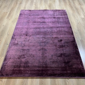 5x8 ft Plum Colour Bamboo Rug, Home Decor, Livingroom Rug, Luxury Bamboo Rug, Rug from Turkiye, High Quality Bamboo Rug, Bamboo Carpet