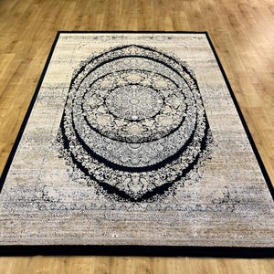 5x8 ft Gold Black Bamboo Rug, Turkish Rug, Top Quality Rug, Bamboo Rug, Carpet For Living Room, High Quality Bamboo Rug, Turkish Bamboo Rug